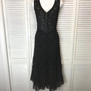 Reba Boho Black Crochet dress Medium Stevie Nicks